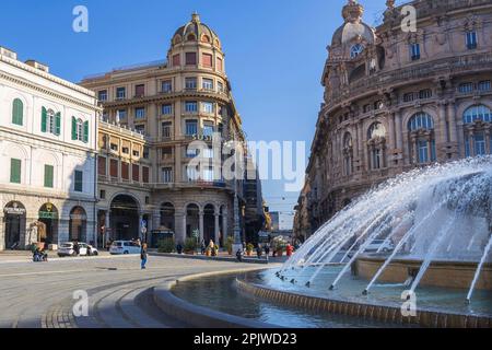 Glimpse of Old Genova, Piazza Raffaele de Ferrari square, Ligury, Italy, Europe Stock Photo