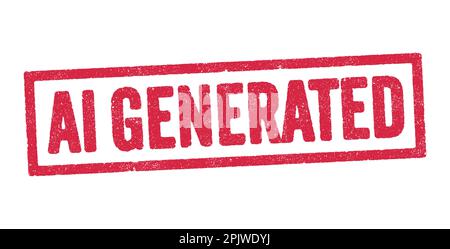 Vector illustration of the word AI Generated in red ink stamp Stock Vector