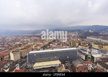 View from Mole Antonelliana, Interior, Elevator, Torino, Italy, Europe Stock Photo