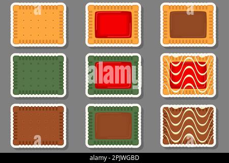 Big set homemade cookie different taste in pastry biscuit, large kit cookie consist of collectible natural tasty food biscuit it pastry accessory, fre Stock Vector