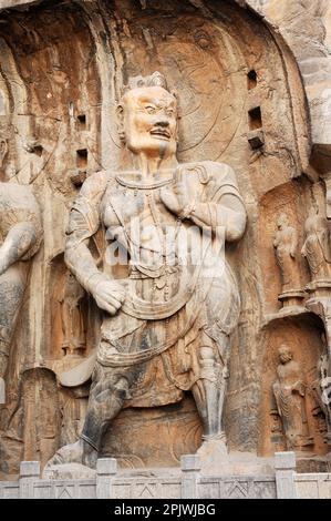 Longmen Grottoes, the rock-cut Buddhist temple, 5th-7th century AD. Temple of Ancestor Veneration. Henan, Luoyang, China Stock Photo