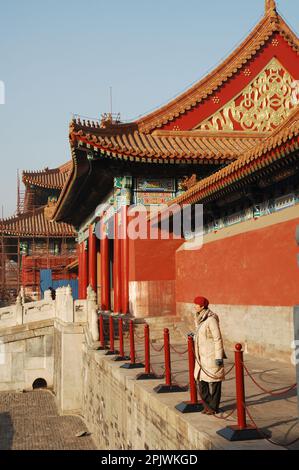 Guard drills in the Forbidden City. Beijing; china Stock Photo