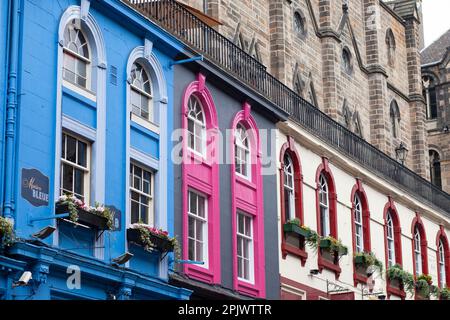 -Edinburgh,Scotland October 16, 2015 Victoria street, built between 1829-34 as part of a series of improvements to the Old Town, with the aim of impro Stock Photo