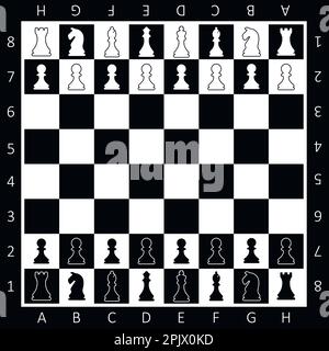 Chess boards on black and white background. checkers game with pieces in black and white. Vector illustration. Eps 10. Stock Vector