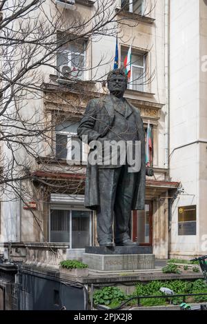 SOFIA, BULGARIA - MARCH 31, 2023: Panoramic view of Rakovski street in city of Sofia, Bulgaria Stock Photo