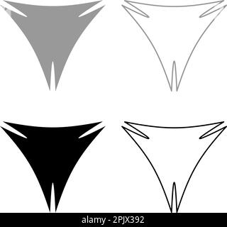 Triangle abstract shape for banner superhero sign set icon grey black color vector illustration image simple solid fill outline contour line thin Stock Vector