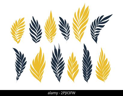 Gold Flowing Leaves Modern Elegant Vector Collection Stock Vector