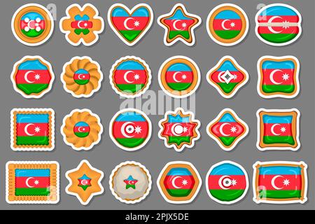 Homemade cookie with flag country Azerbaijan in tasty biscuit, cookie consist of sign flag country Azerbaijan on natural biscuit, fresh biscuit cookie Stock Vector