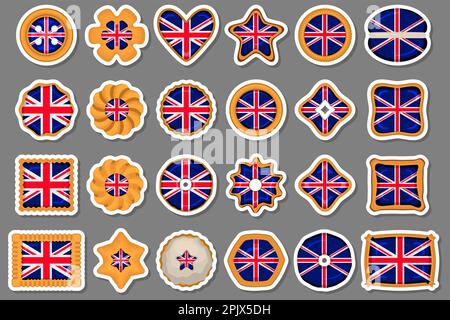Cookie with flag country Great Britain in tasty biscuit, cookie consist of sign flag country Great Britain on natural biscuit, savory biscuit cookie w Stock Vector