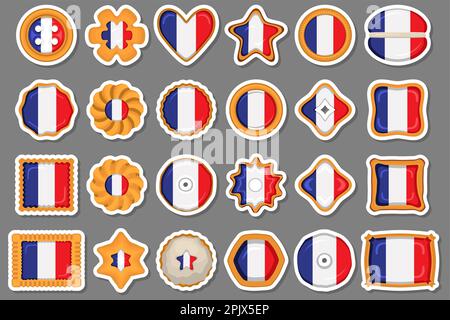 Homemade cookie with flag country France in tasty biscuit, cookie consist of sign flag country France on natural biscuit, fresh biscuit cookie with fl Stock Vector