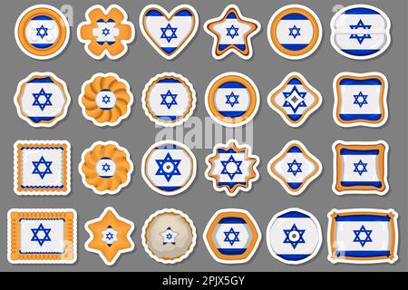 Homemade cookie with flag country Israel in tasty biscuit, cookie consist of sign flag country Israel on natural biscuit, fresh biscuit cookie with fl Stock Vector