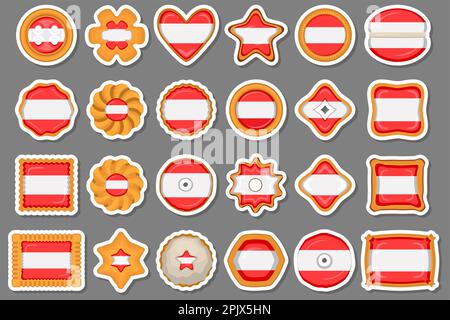 Homemade cookie with flag country Austria in tasty biscuit, cookie consist of sign flag country Austria on natural biscuit, fresh biscuit cookie with Stock Vector