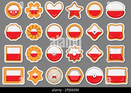 Homemade cookie with flag country Poland in tasty biscuit, cookie consist of sign flag country Poland on natural biscuit, fresh biscuit cookie with fl Stock Vector