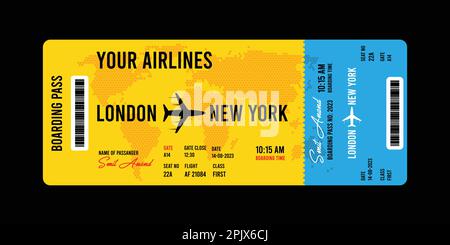 Realistic airline ticket design with passenger name. Vector illustration Stock Vector