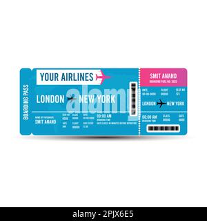 Realistic airline ticket design with passenger name. Vector illustration Stock Vector