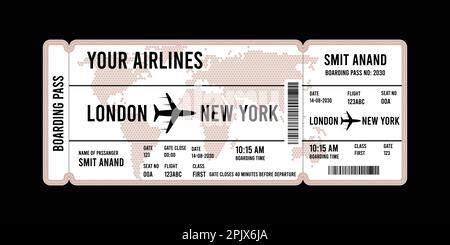 Realistic illustration of airplane ticket boarding pass with passenger ...