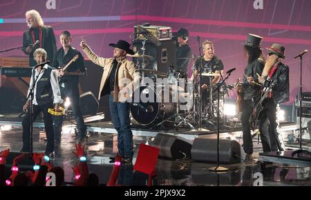 Paul Rodgers, Chuck Leavell, Cody Johnson, Slash, Billy Gibbons perform during the 2023 CMT Music Awards at Moody Center on April 02, 2023 in Austin, Texas. Photo:Amy Price/imageSPACE/MediaPunch Stock Photo