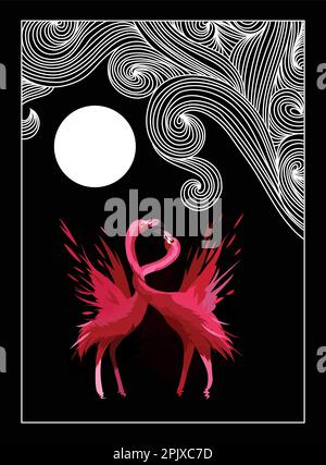 flamingo gradient vector painting Stock Vector
