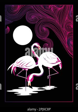 flamingo gradient vector painting Stock Vector