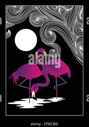 flamingo gradient vector painting Stock Vector