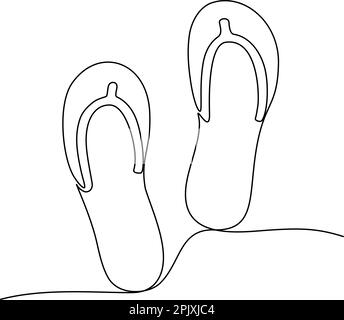 Continuous one line drawing of flip flops. Vector illustration Stock Vector