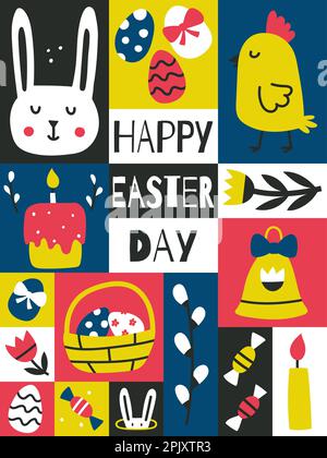 Geometric Modern Easter Bunny Design Template Vector Stock Vector