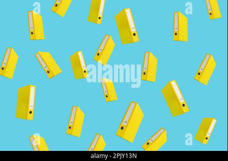 Yellow binders floating in the sky, online data cloud concept Stock Photo