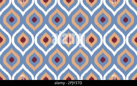 Uzbek ikat seamless pattern-traditional silk fabric in Uzbekistan. Handmade textile print product. Using in fashion industry surface pattern Stock Vector