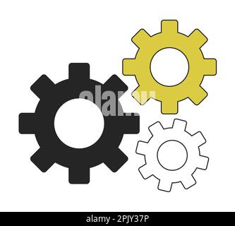 Cogwheels linear flat duo color vector object Stock Vector