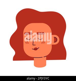 Relaxed woman with closed eyes and smile semi flat vector character head Stock Vector