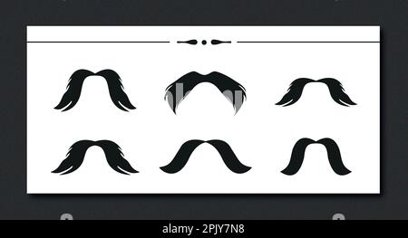 Various mustache collection, facial hair, vector symbol Stock Vector