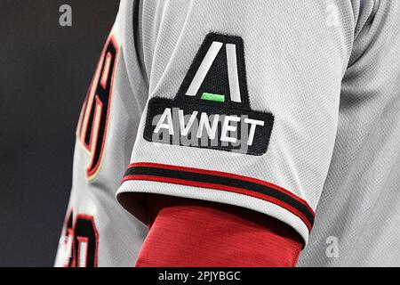 LOS ANGELES, CA - MARCH 30: Avent patch on a players jersey during