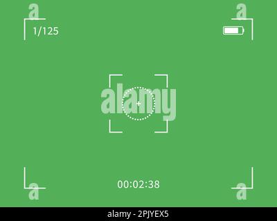 Photo camera frame viewfinder. Video recording screen. Vector illustration on green background. Stock Vector