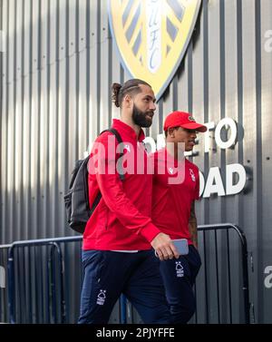 Leeds, UK. 04th Apr, 2023. Felipe #38 of Nottingham Forest arrives before the Premier League match Leeds United vs Nottingham Forest at Elland Road, Leeds, United Kingdom, 4th April 2023 (Photo by Ritchie Sumpter/News Images) in Leeds, United Kingdom on 4/4/2023. (Photo by Ritchie Sumpter/News Images/Sipa USA) Credit: Sipa USA/Alamy Live News Stock Photo