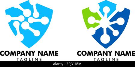 Set of Molecule Shield Logo Template Vector Illustration Stock Vector