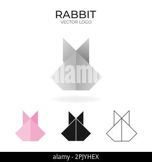 Origami vector logo and icon with rabbit.  Stock Vector