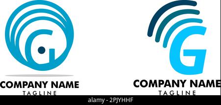 Set of Initial Letters G Signal Logo Design Stock Vector