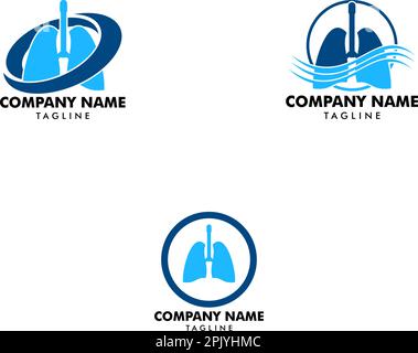 Set of Lung Logo Template Design Vector Stock Vector