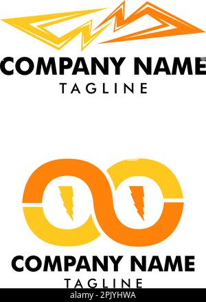 Set of Lightning Infinity Logo Template Design Stock Vector