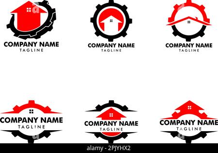 Set of Home Gear Logo Design Template Inspiration Stock Vector
