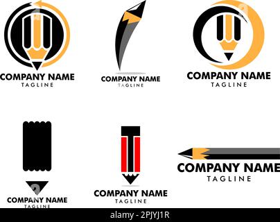 Set of Pencil Icon Vector Logo Template Stock Vector