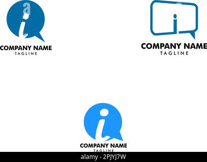 Set of Letter Initial I Chat Logo Design Template Stock Vector