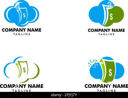 Set of Cloud Money Logo Template Design Vector Stock Vector