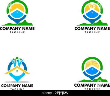 Set of House Locator Vector Logo Template Stock Vector