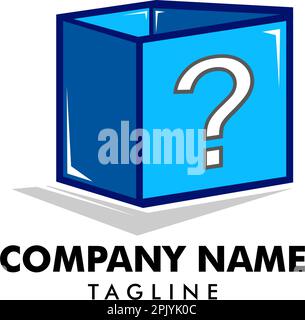 Question Box Logo Template Design Stock Vector