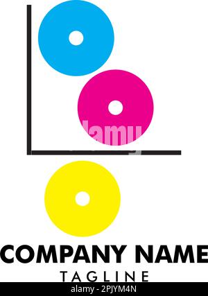 Print service digital solutions colorful logo design idea, Sign and symbol for printing business Stock Vector