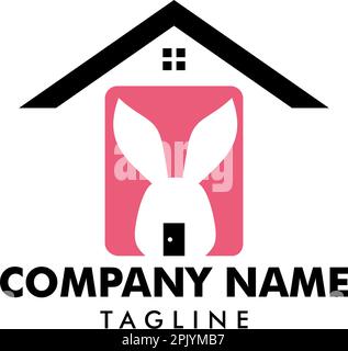 Rabbit and house logo concept vector icon template Stock Vector