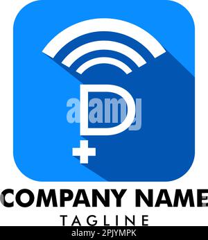 P Initial Letter cross medical online logo vector template Stock Vector