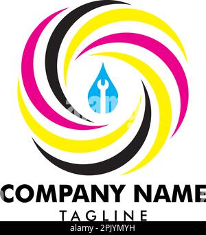 Print service digital solutions colorful logo design idea, Sign and symbol for printing business Stock Vector