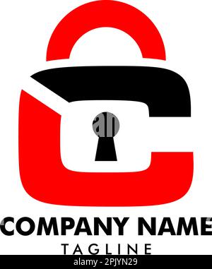 Padlock Letter LC Logo Template Stock Vector